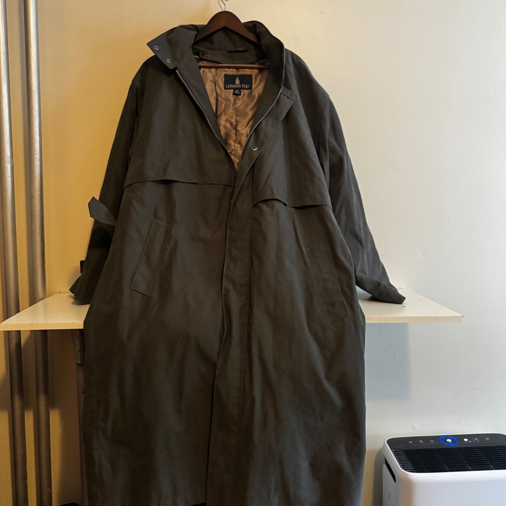 VTG 70s 80s London Fog Men's Olive Green Trench Coat 42 Reg Capsule Layers